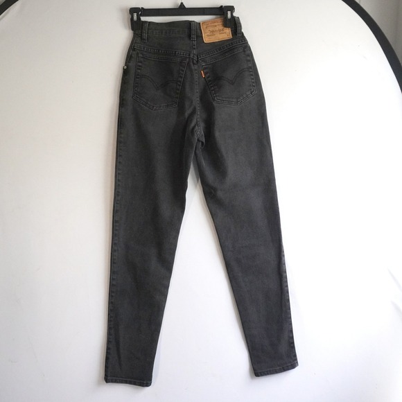 VTG Levi 10912 Orange Tab Slim Fit Tapered Leg Black Denim Jeans Womens S Size 5 - Picture 5 of 10
